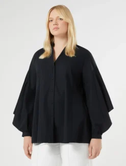 Casacca in popeline di cotone - NERO