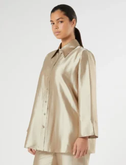 Casacca in shantung di seta - NOCCIOLA
