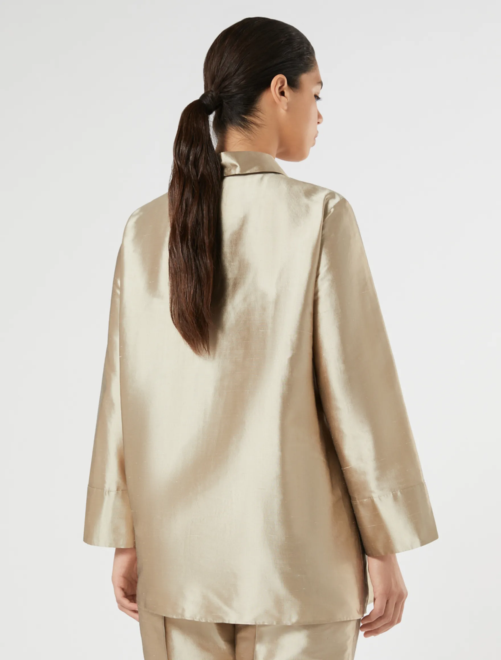 Casacca in shantung di seta - NOCCIOLA