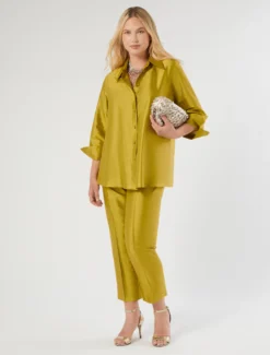 Casacca in shantung di seta - VERDE OLIVA