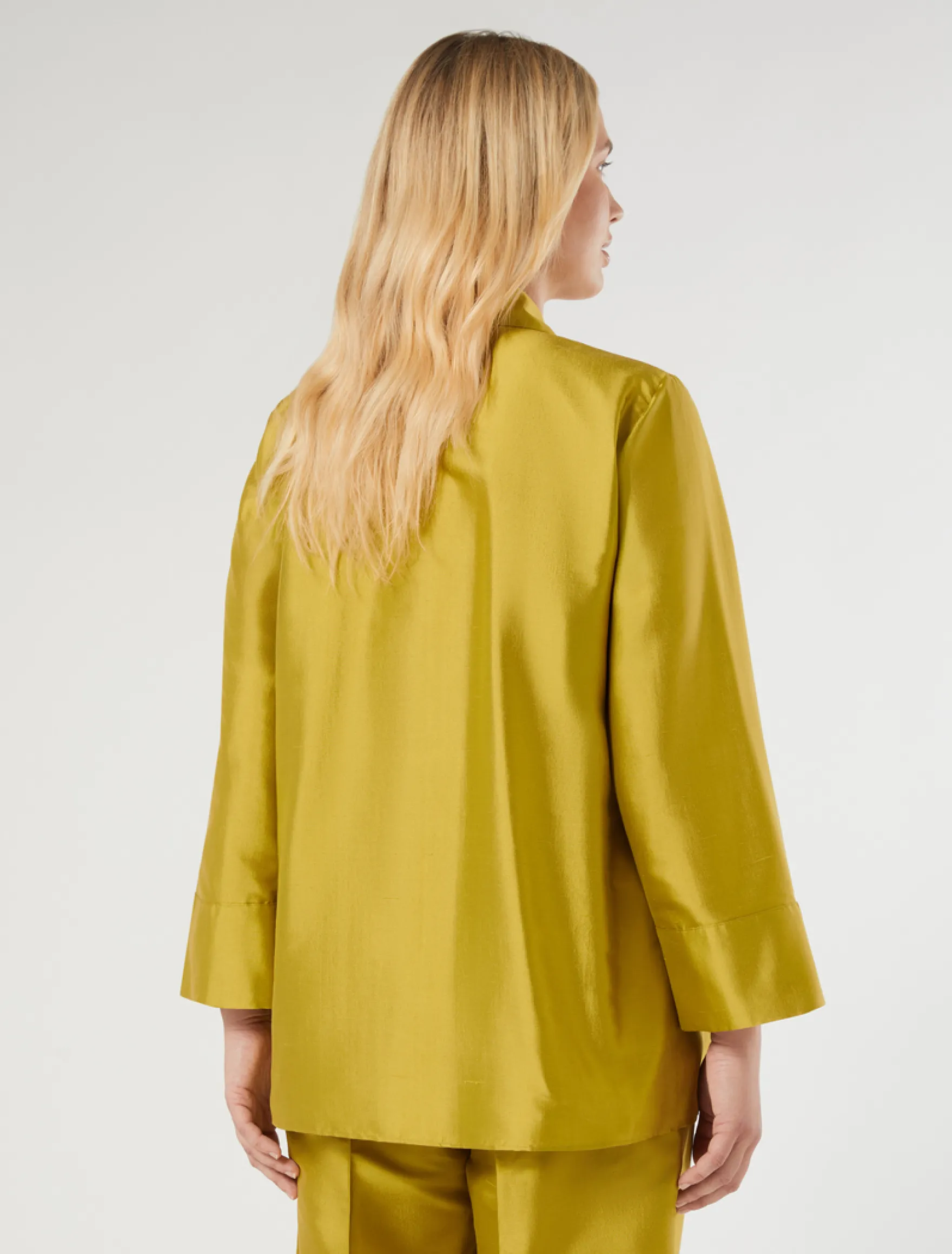 Casacca in shantung di seta - VERDE OLIVA