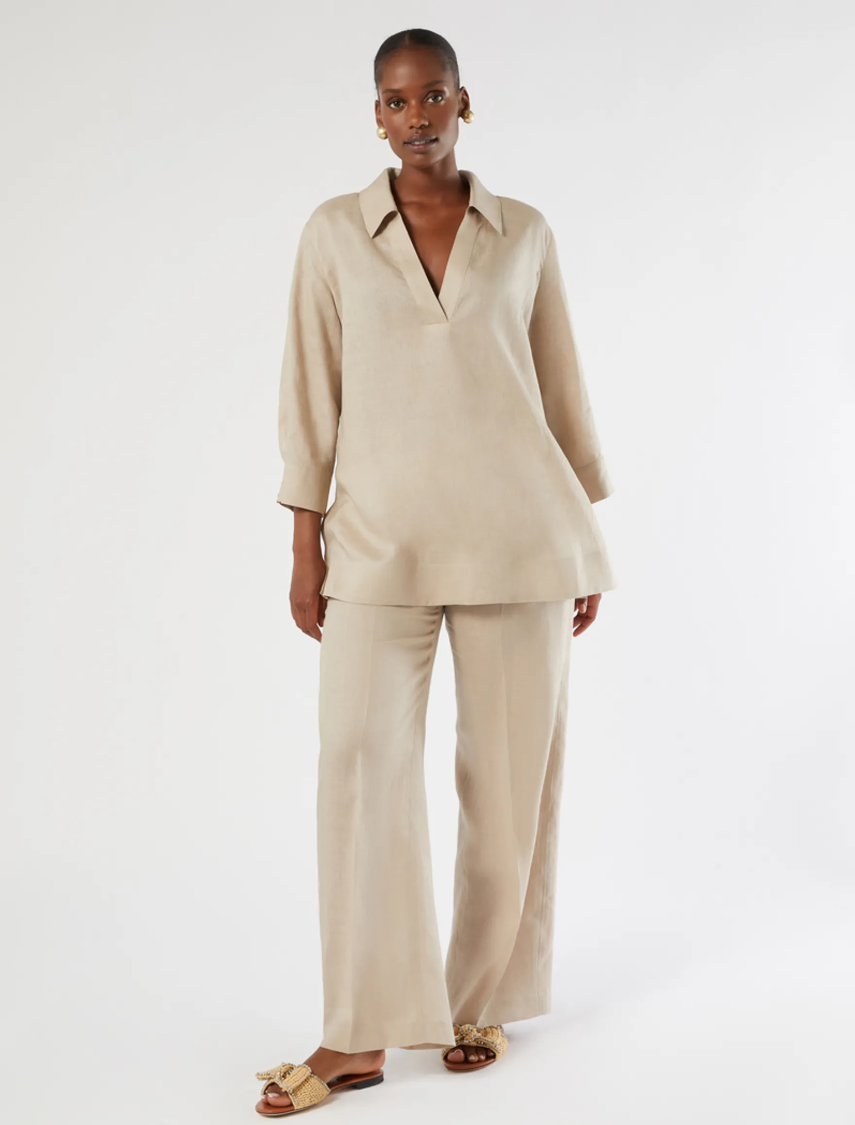 Casacca in tela di lino - BEIGE