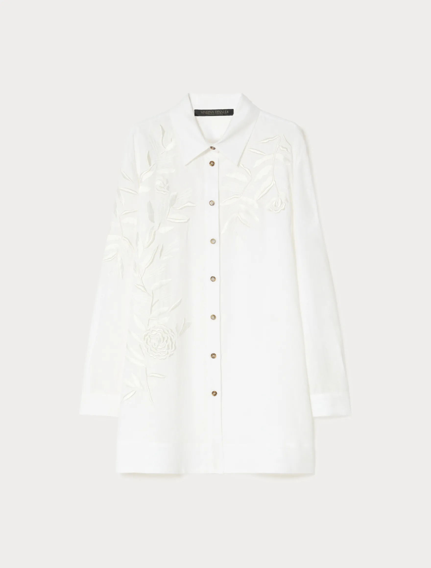 Casacca in tela di lino con ricamo - BIANCO OTTICO