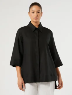 Casacca in tela di lino - NERO