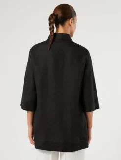 Casacca in tela di lino - NERO