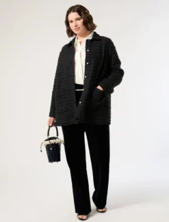 Casacca in tessuto ammagliato - BLU/NERO