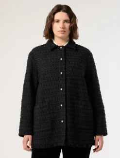 Casacca in tessuto ammagliato - BLU/NERO