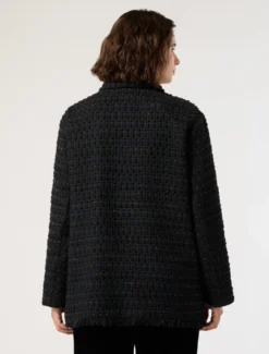 Casacca in tessuto ammagliato - BLU/NERO