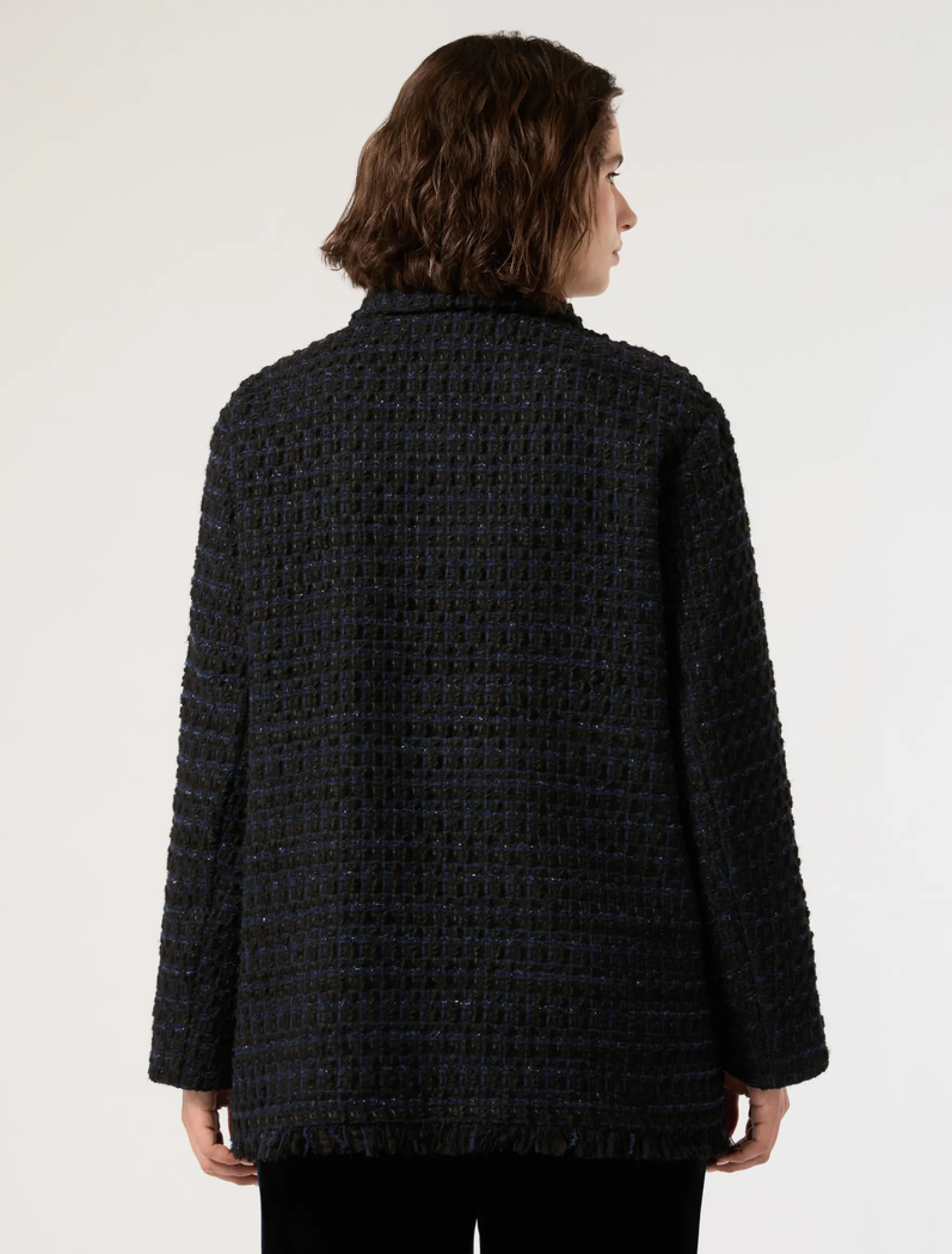 Casacca in tessuto ammagliato - BLU/NERO