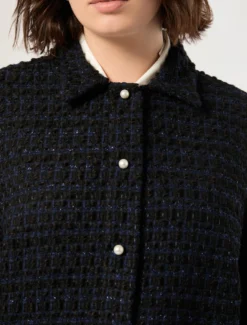 Casacca in tessuto ammagliato - BLU/NERO