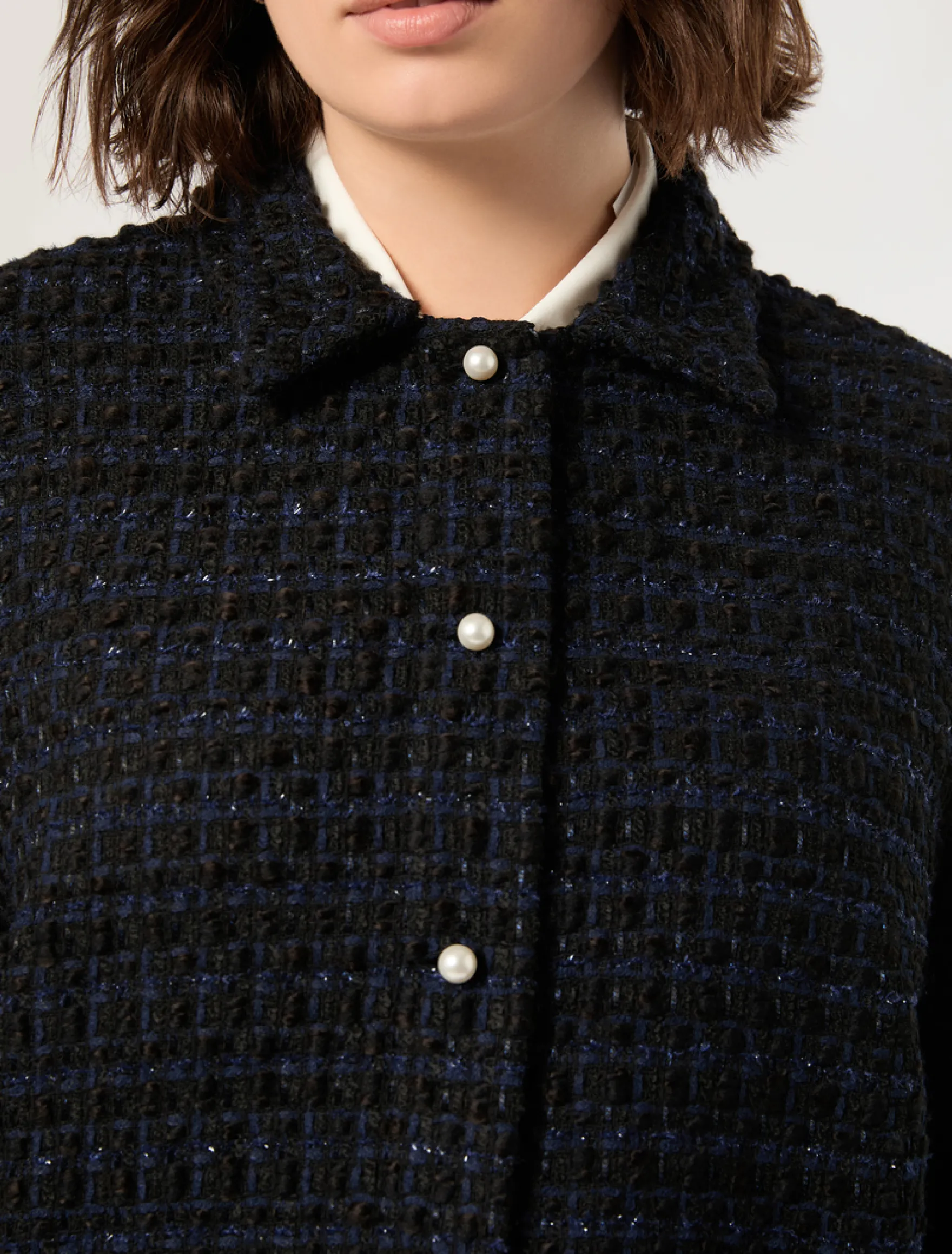 Casacca in tessuto ammagliato - BLU/NERO