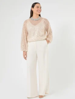 Casacca in tulle ricamato - BIANCO AVORIO