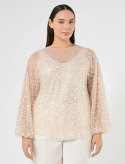 Casacca in tulle ricamato - BIANCO AVORIO