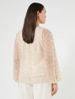 Casacca in tulle ricamato - BIANCO AVORIO