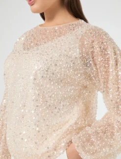 Casacca in tulle ricamato - BIANCO AVORIO