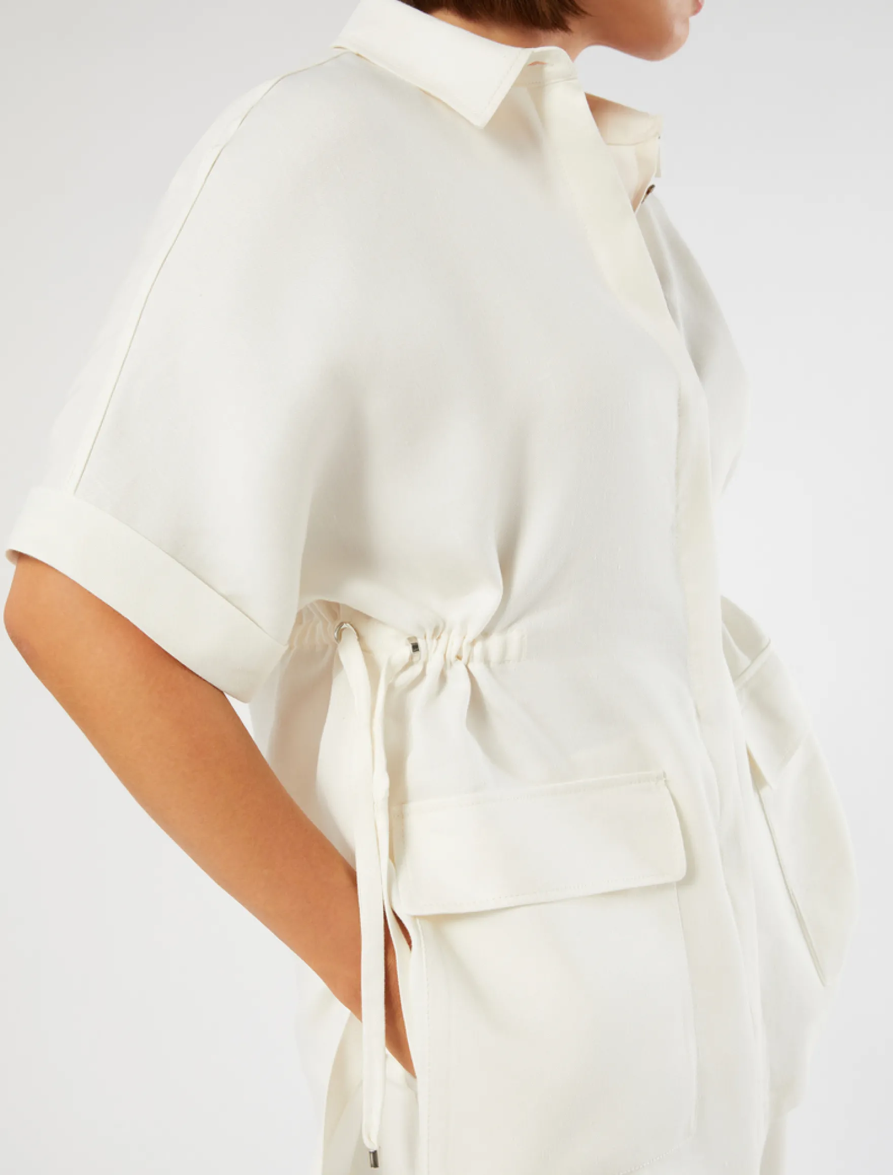 Casacca in twill di lino stretch - AVORIO