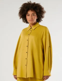 Casacca in twill di tencel - SENAPE