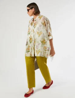 Casacca in voile di cotone e seta - BIANCO