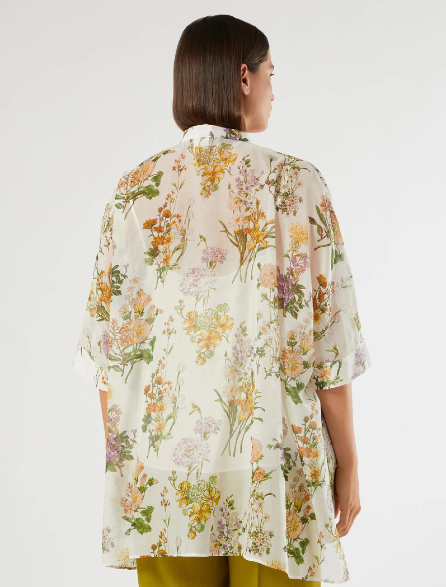 Casacca in voile di cotone e seta - BIANCO