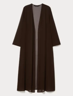 Casacca lunga in georgette - MARRONE SCURO