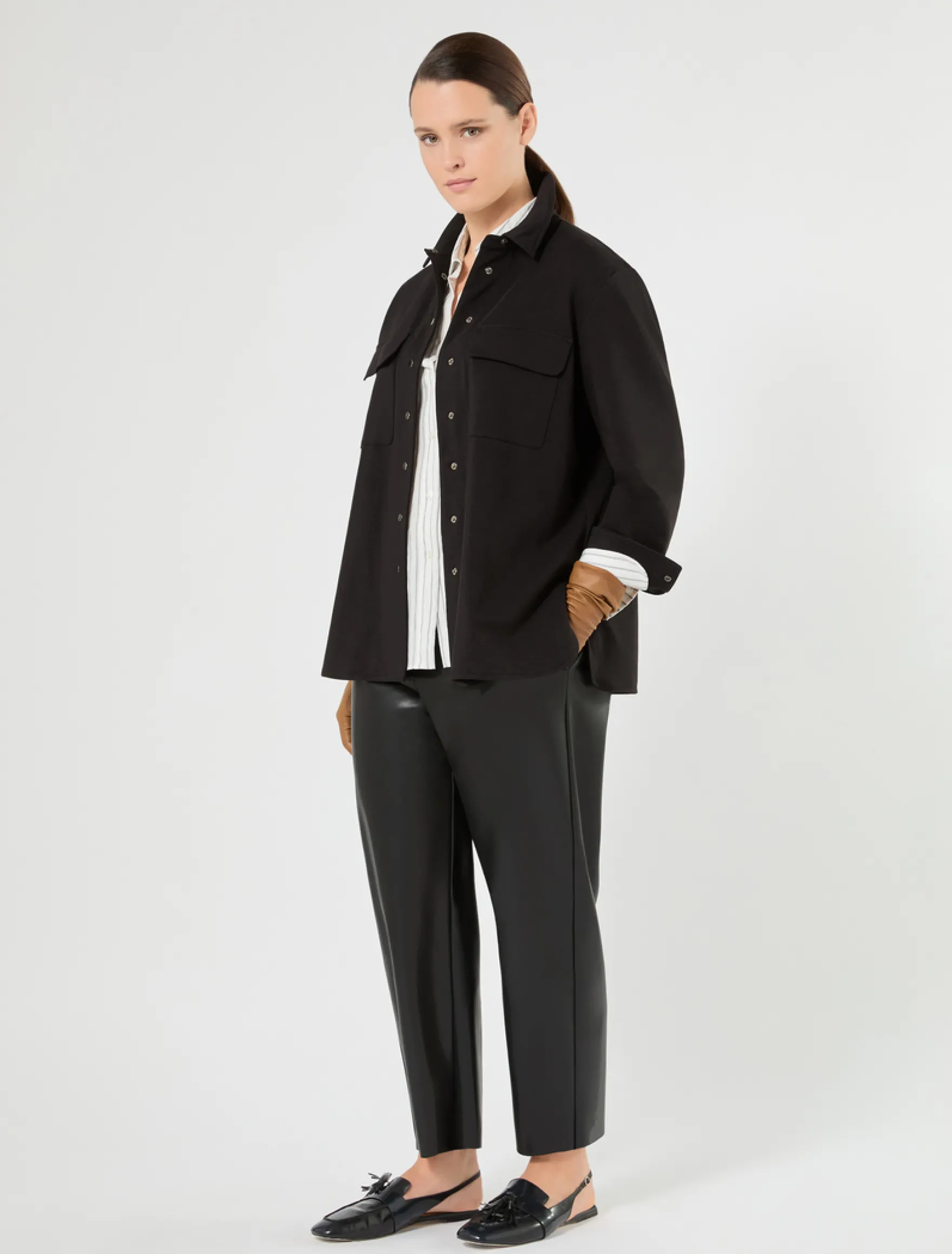 Casacca overshirt in felpa - NERO