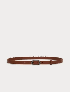 Cintura in pelle con ricamo - CUOIO