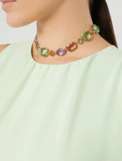 Collana con cabochon multicolor - VERDE PASTELLO