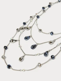 Collana multifilo con jais e strass - BLU
