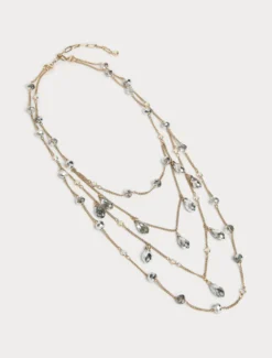 Collana multifilo con jais e strass - CRISTALLO