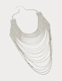 Collana multifilo con strass - ARGENTO