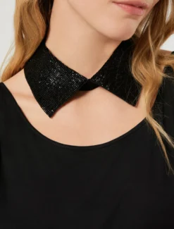 Colletto ricamato - NERO