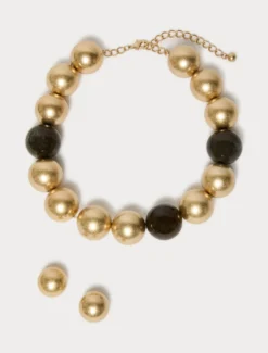 Collier e orecchini in metallo e resina - ORO