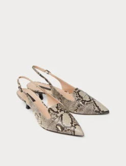 Décolleté sling back in pelle animalier - NATURALE