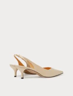 Décolleté sling back in raso - BEIGE