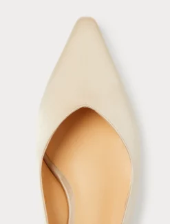Décolleté sling back in raso - BEIGE