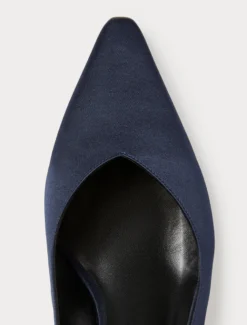 Décolleté sling back in raso - BLU MARINO