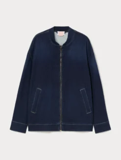 Felpa denim in misto cotone - BLU MARINO