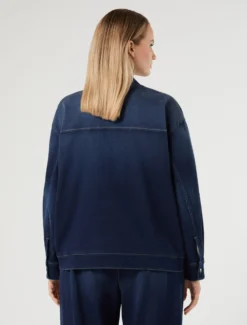 Felpa denim in misto cotone - BLU MARINO