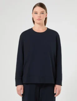Felpa in cotone stretch - BLU NOTTE