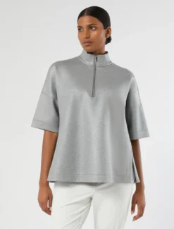 Felpa in jersey laminato - GRIGIO MEDIO