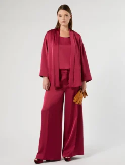 Giacca a kimono in raso - FUXIA