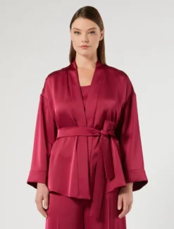 Giacca a kimono in raso - FUXIA
