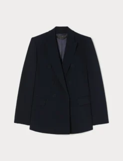 Giacca blazer doppiopetto in cady - BLU NOTTE