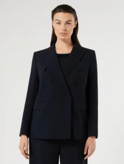 Giacca blazer doppiopetto in cady - BLU NOTTE