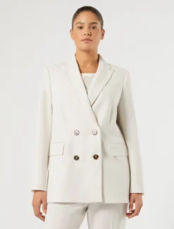 Giacca blazer doppiopetto in cady - GHIACCIO