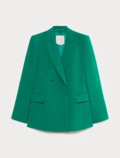 Giacca blazer doppiopetto in cady - VERDE SMERALDO