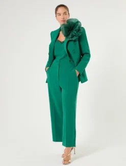 Giacca blazer doppiopetto in cady - VERDE SMERALDO