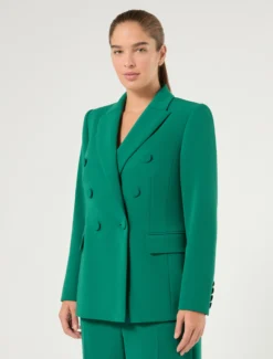 Giacca blazer doppiopetto in cady - VERDE SMERALDO
