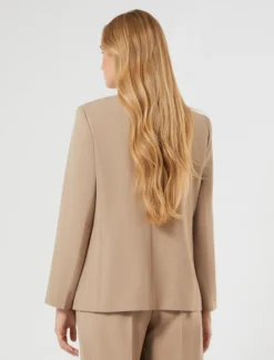 Giacca blazer doppiopetto in twill - NOCCIOLA