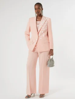 Giacca blazer in cady con fiori - ROSA